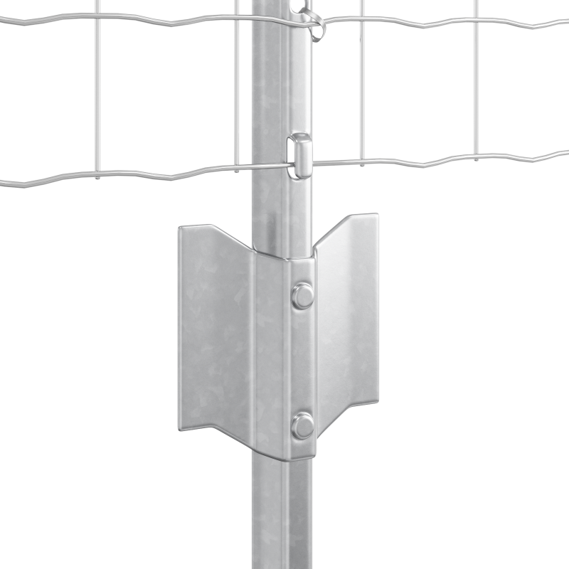 Euro Zaun mit 5 U Pfosten Silber 0,8x10 m Stahl