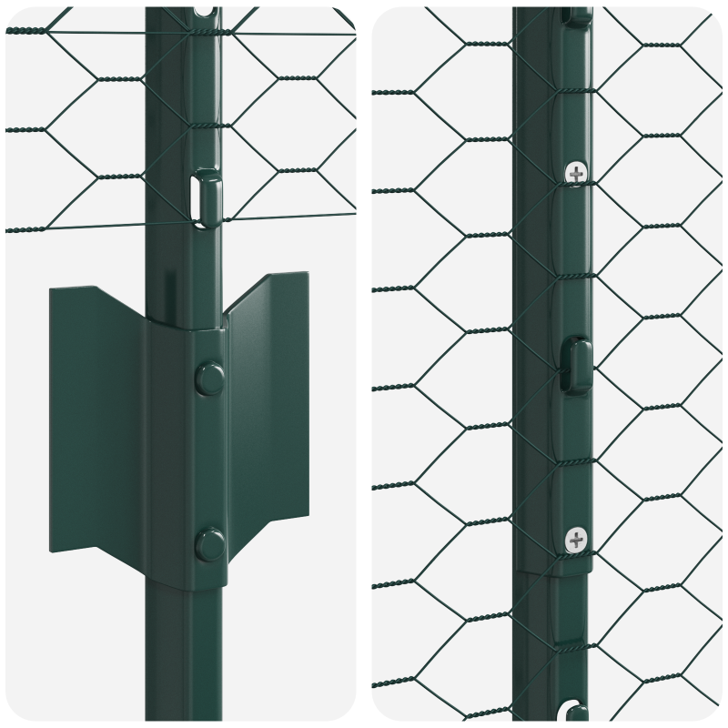 Set aus sechseckigem Gartenzaun Set aus 2 Grün Metall 25 x 1,2 m