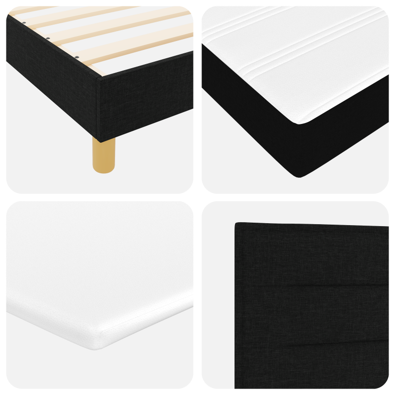 Boxspringbett mit Matratze Schwarz 90x200 cm Stoff