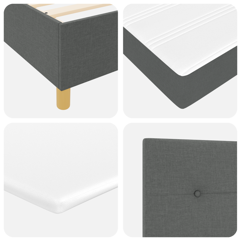 Boxspringbett mit Matratze - Dunkelgrau, 200x200 cm, Stoff