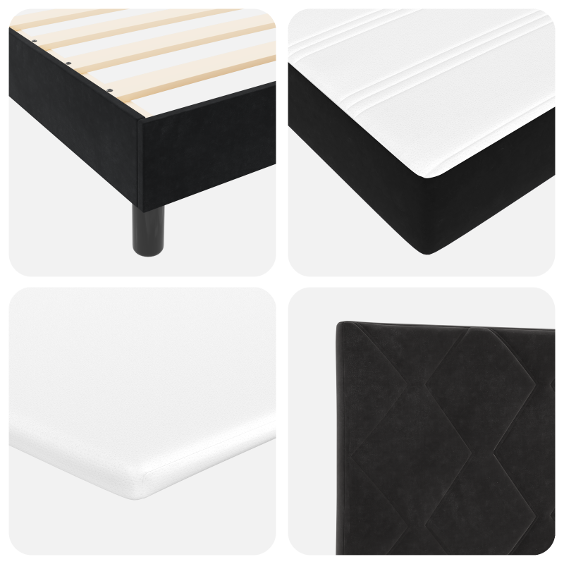 Boxspringbett mit Matratze & LED Schwarz 100x200 cm Samt