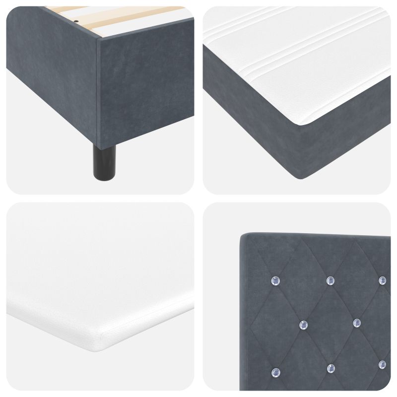 Boxspringbett mit Matratze & LED Dunkelgrau 100x200 cm Samt