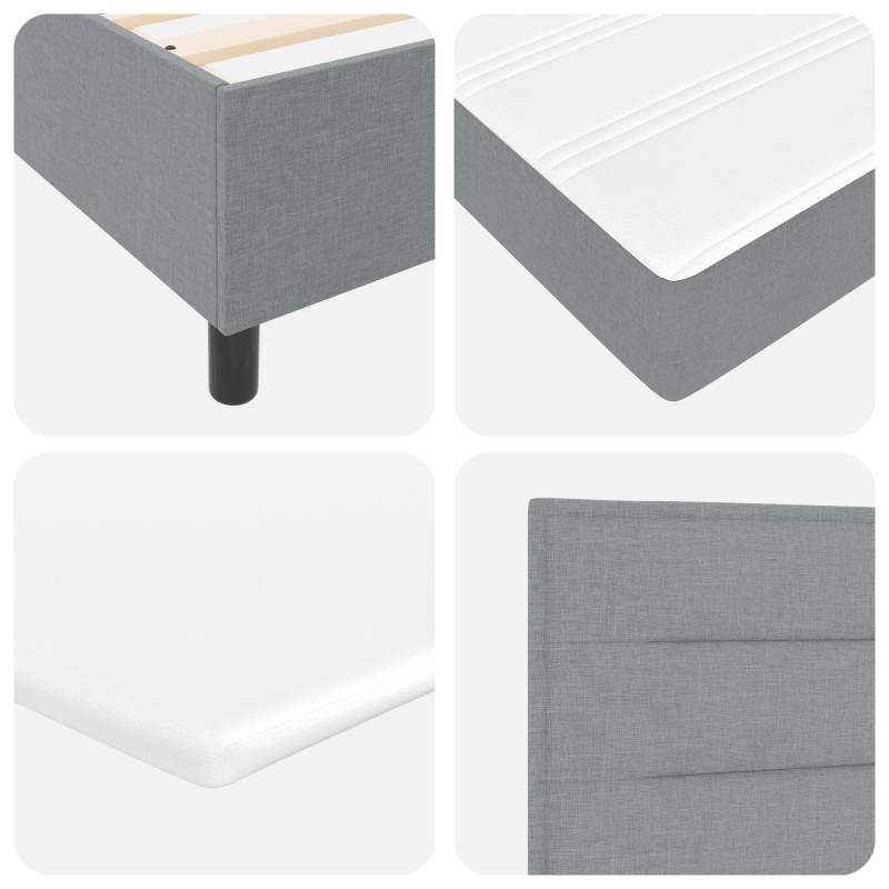 Boxspringbett mit Matratze & LED Licht Grau 100x200 cm Stoff