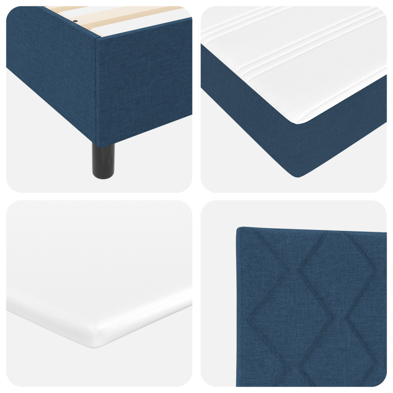 Boxspringbett mit Matratze & LED Blau 90x200 cm Stoff