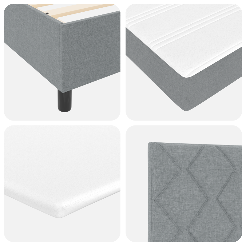 Boxspringbett mit Matratze & LED Licht Grau 100x200 cm Stoff