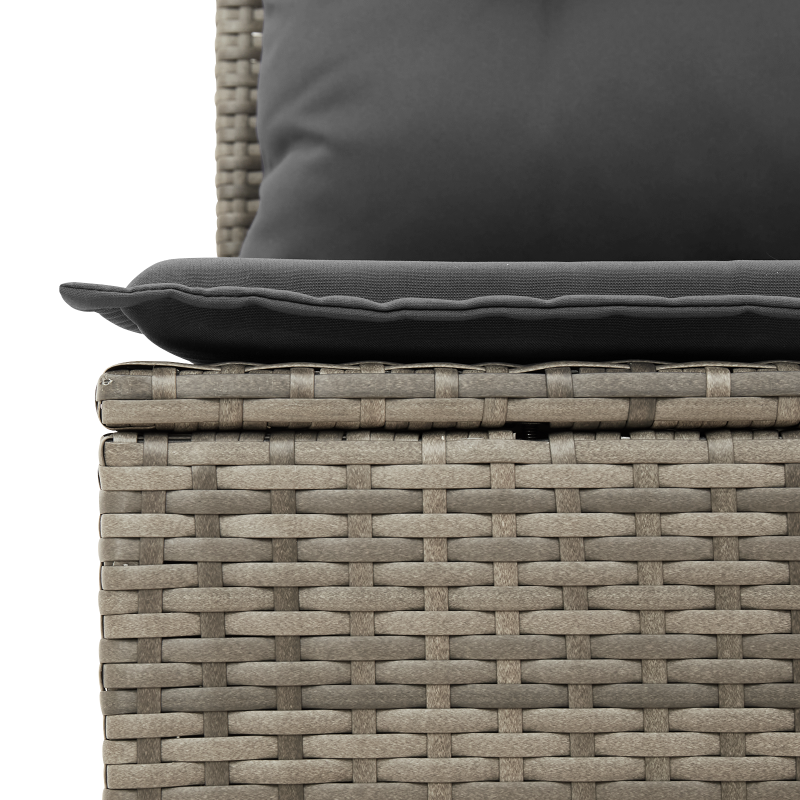 10-teiliges Garten Sofa Set mit Kissen Grau Poly Rattan