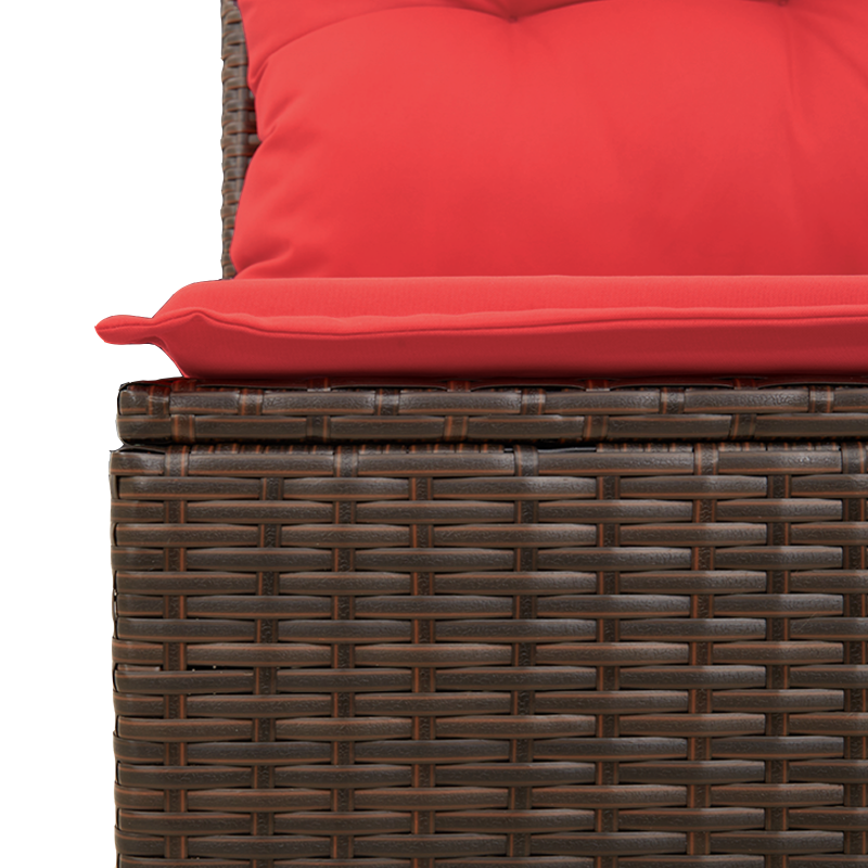 Gartensofa mit Kissen 2-Sitzer Braun Poly Rattan