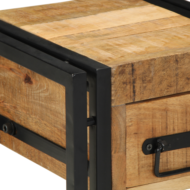 Beistelltisch mit Schublade Schwarz 30x30x40 cm Massivholz Mango