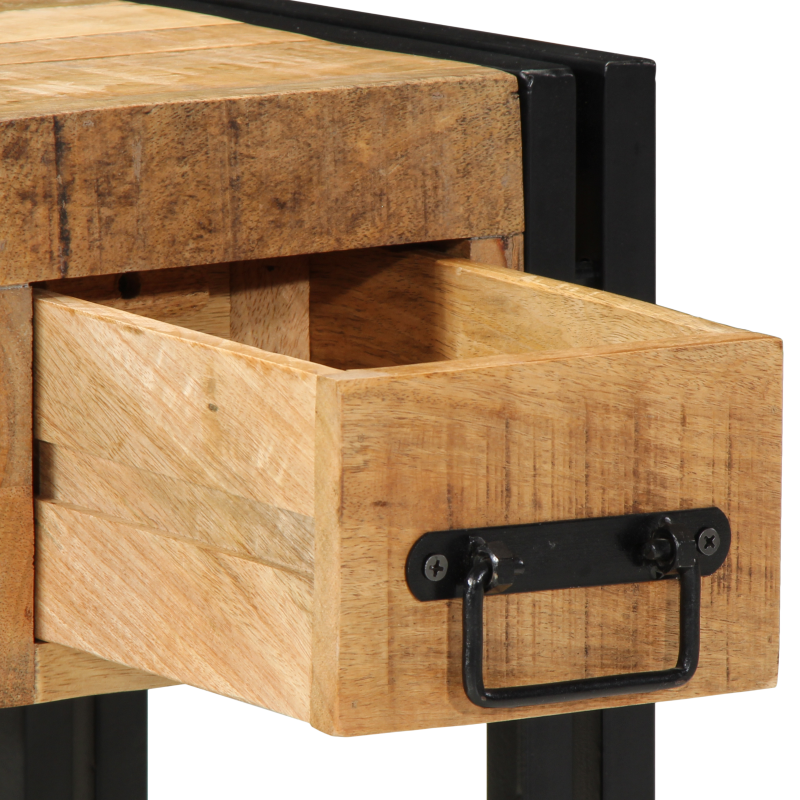 Beistelltisch mit Schublade Schwarz 30x30x40 cm Massivholz Mango