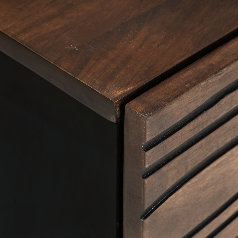 Nachttisch 50x33x60 cm aus massivem Mangoholz & engineered Wood