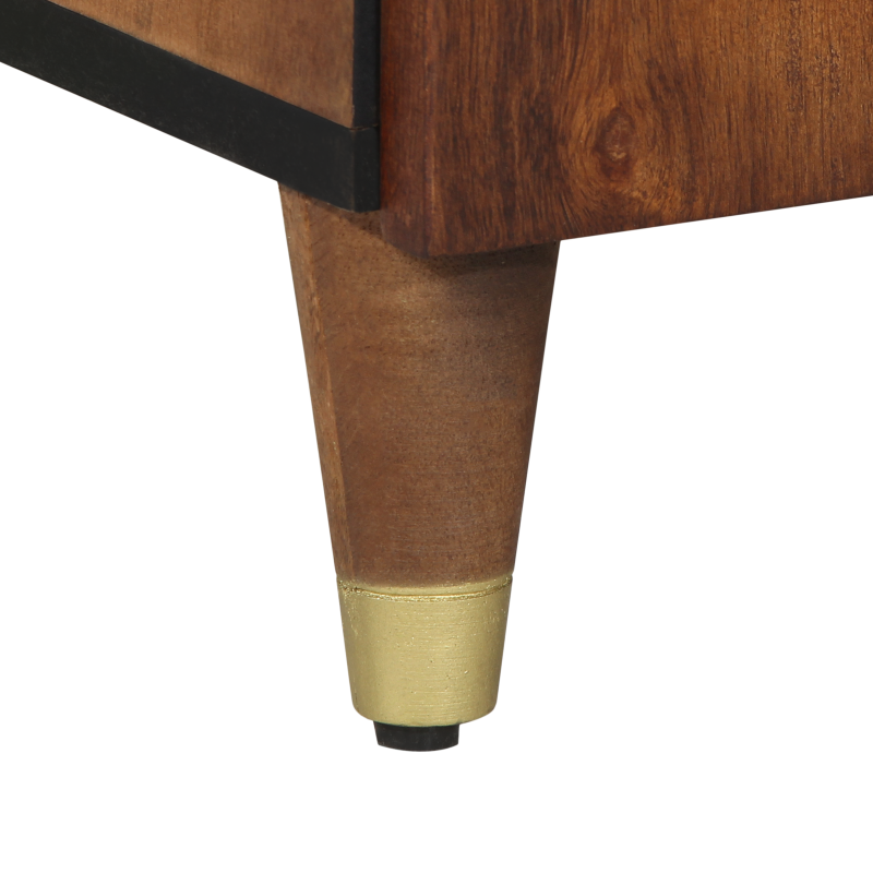 Highboard Honigbraun mit goldenen Akzenten Massivholz Mango