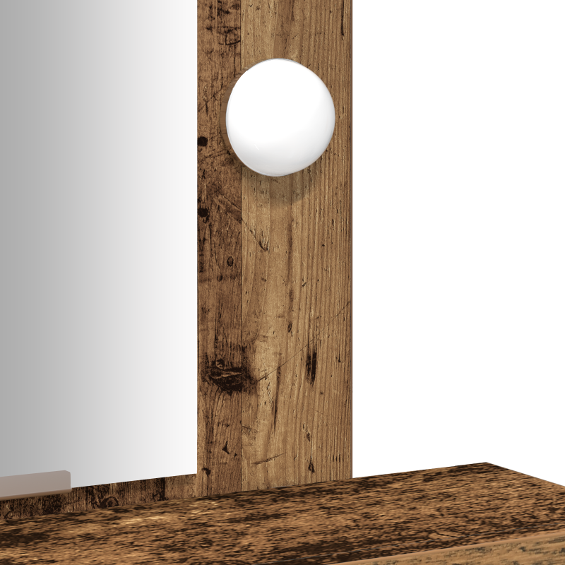 Schminktisch mit LED-Lichtern Altes Holz 50x41x140 cm