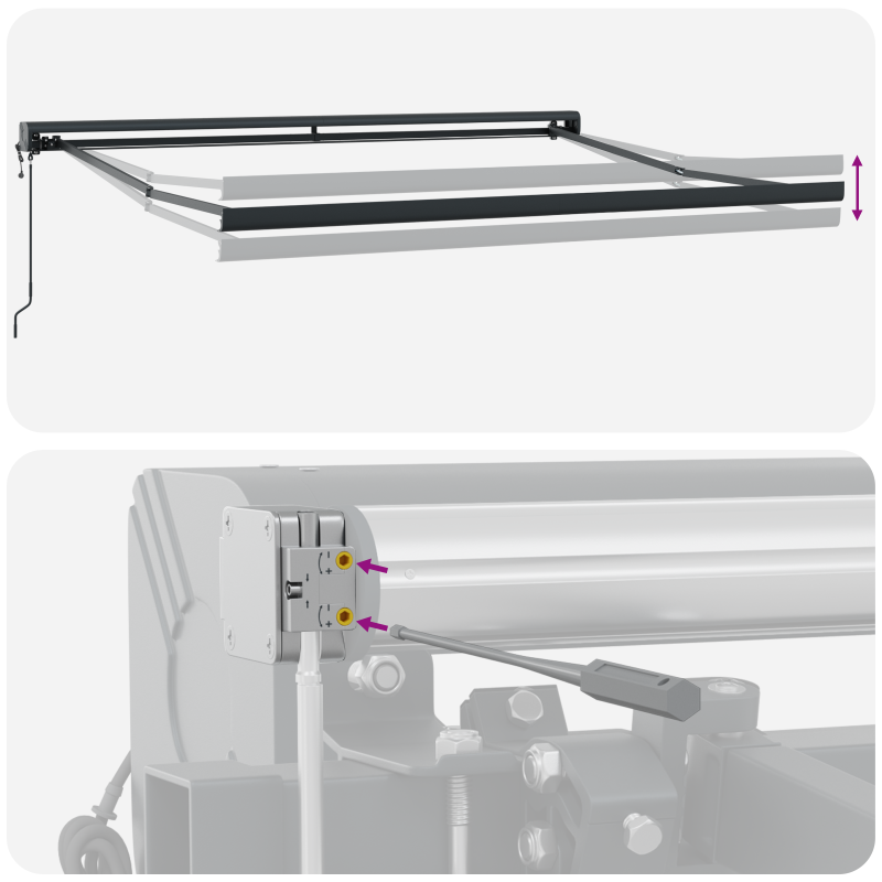 Automatische einziehbare Markise mit buntem Streifen 350x250 cm