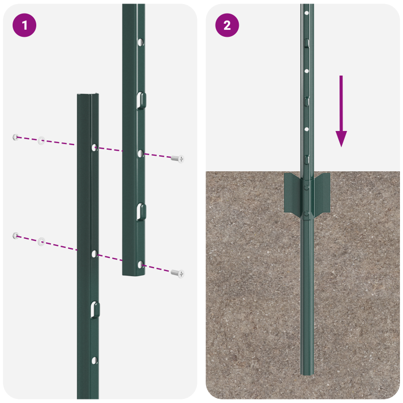 Zaunpfosten 22 Stück U-Profil Grün 200 cm Stahl