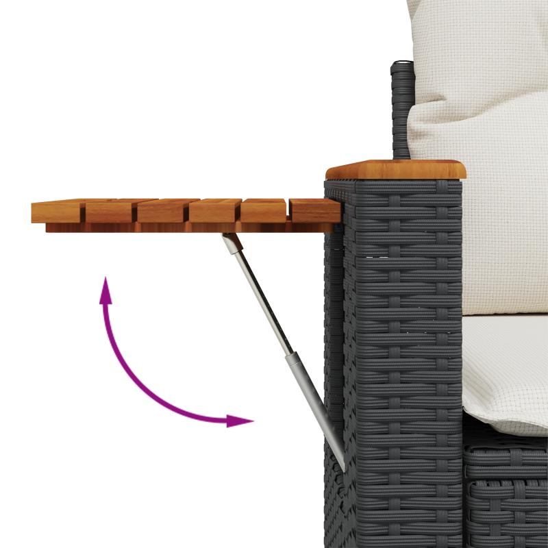 10-teiliges Garten Sofaset mit Kissen Schwarz Poly Rattan Akazie