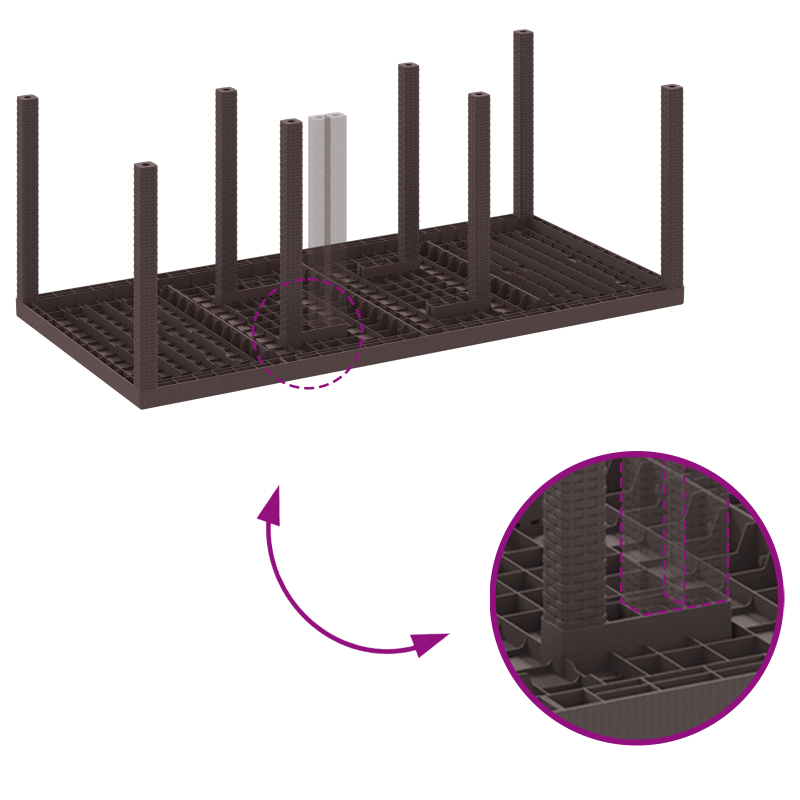 9-teiliges Garten-Essgruppen-Set mit Kissen Braunes Poly-Rattan