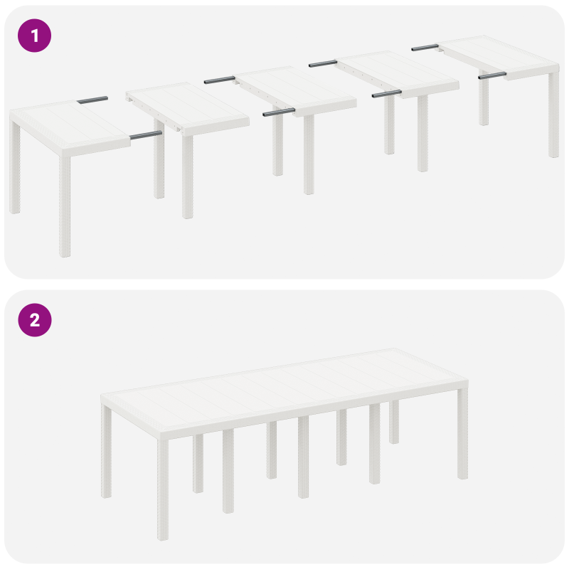 11-teiliges Garten-Ess-Set mit Kissen Weiß