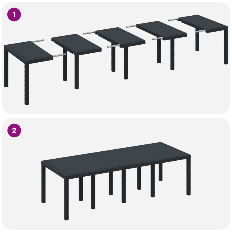 9-teiliges Garten-Esszimmer-Set mit Kissen Anthrazit Poly-Rattan
