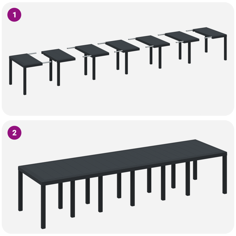13-teiliges Garten Esszimmer Set mit Kissen Anthrazit Poly-Rattan