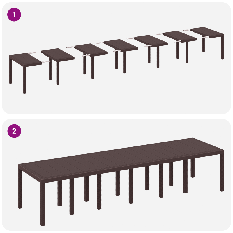 Garten Essset Set von 5 Braun und cremeweiß Rattan Groß