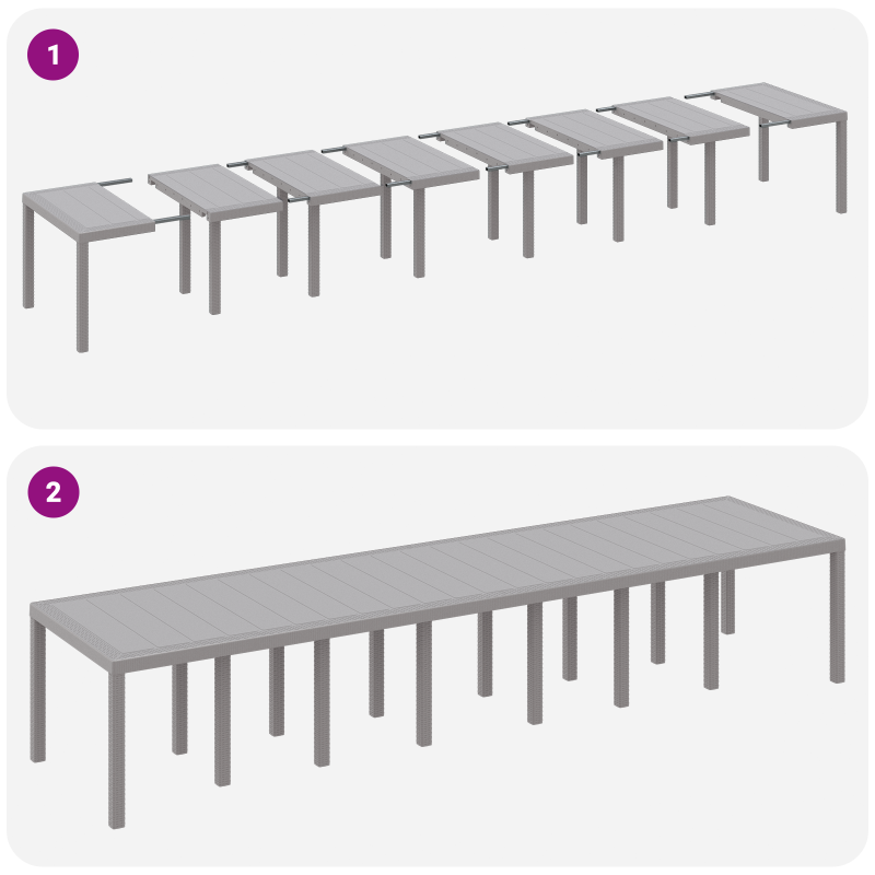 15-teiliges Garten Essbereich mit Kissen Hellgrau Poly Rattan
