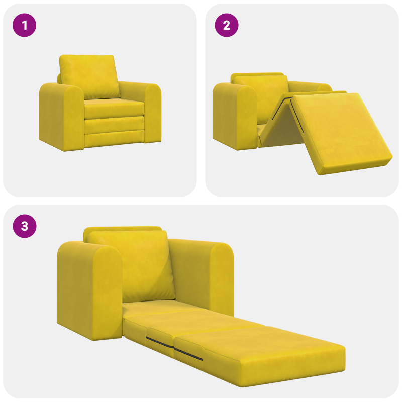 Fußboden Sofabett 2-in-1 Gelb 98x71x83 cm Velours