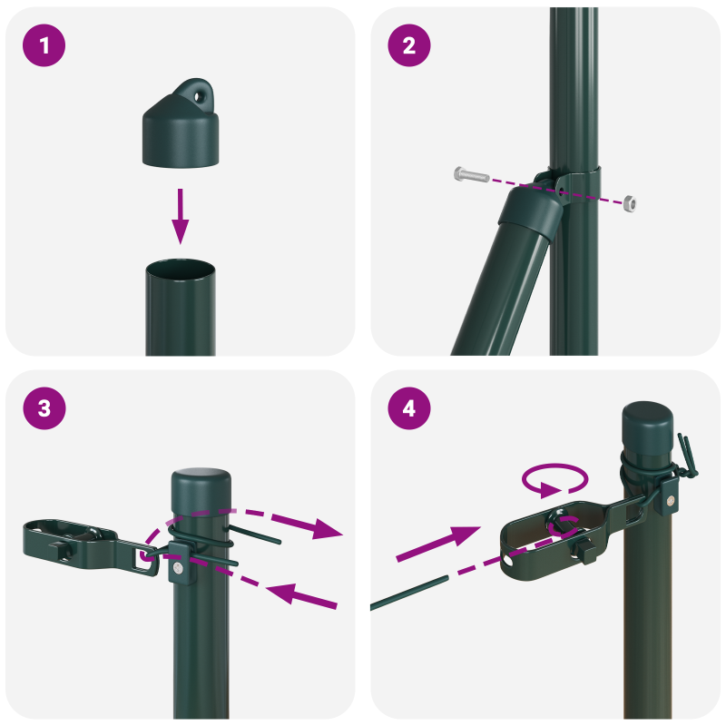 Zaunpfosten 13 Stück Grün Ø32 mm 170 cm Verzinkter Stahl