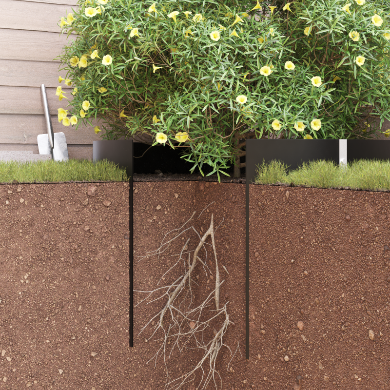 Wurzelsperre mit Verbindungsschienen Schwarz 0,7x5 m 1,5 mm HDPE