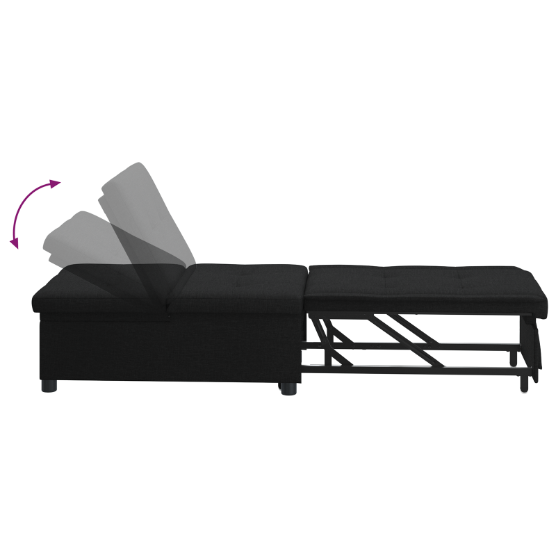 Schlafsofa 3-in-1 Ausziehdesign Schwarzer Stoff