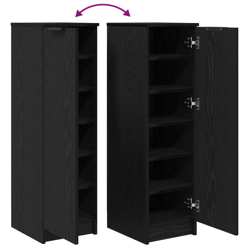 Schuhschrank Schwarz Eiche 29,5x35x100,5 cm Holzwerkstoff