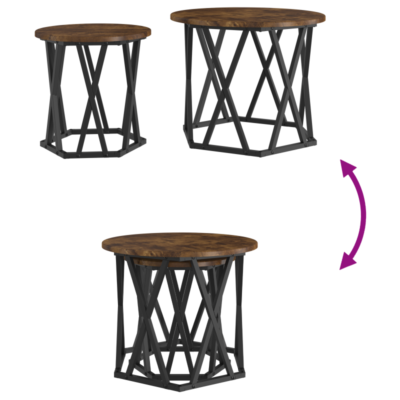 Nesting Beistelltische 2er Set aus rauchigem Eichenfurnier