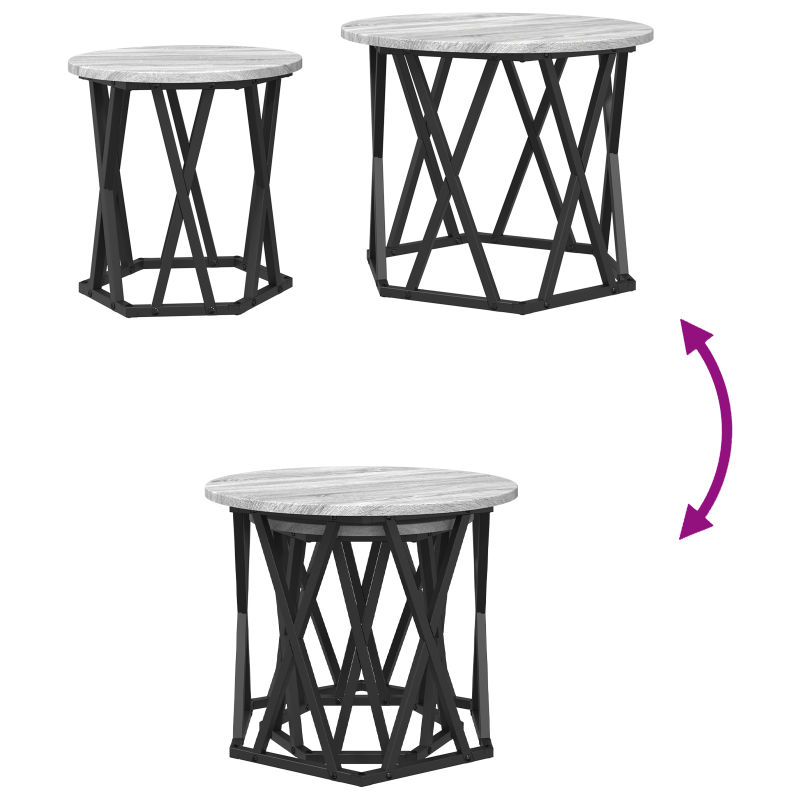 Nesting Beistelltische 2er Set Grau Sonoma Ingenieurholz
