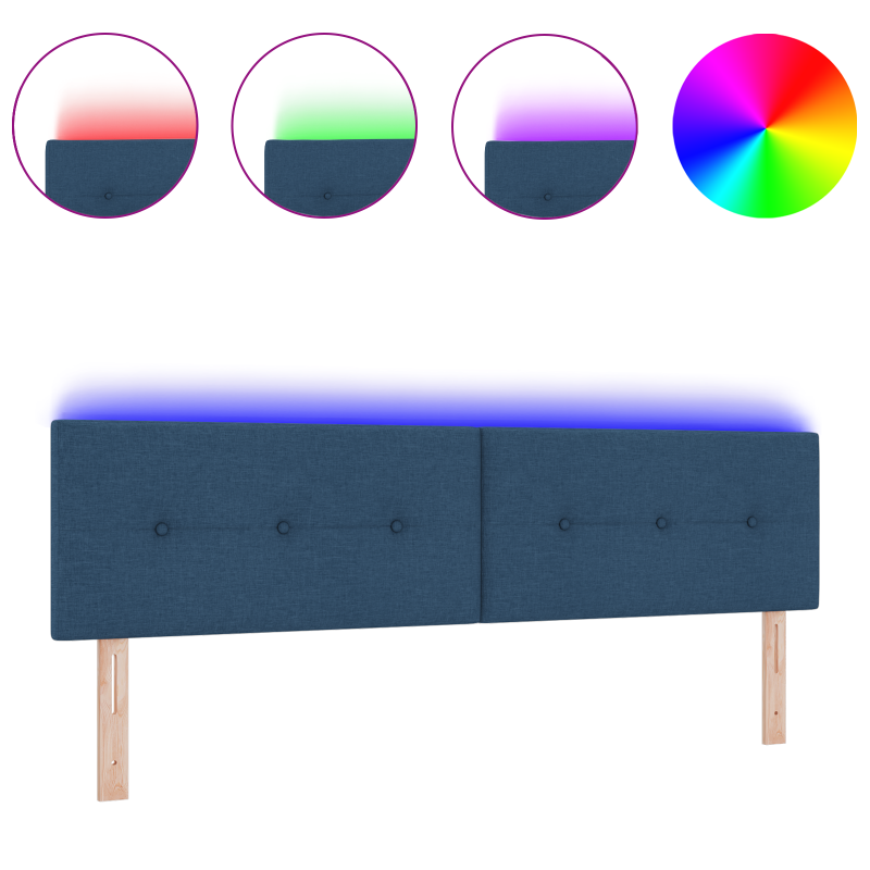 LED Kopfteil Knopfgepolstert Blau 180 cm Stoff