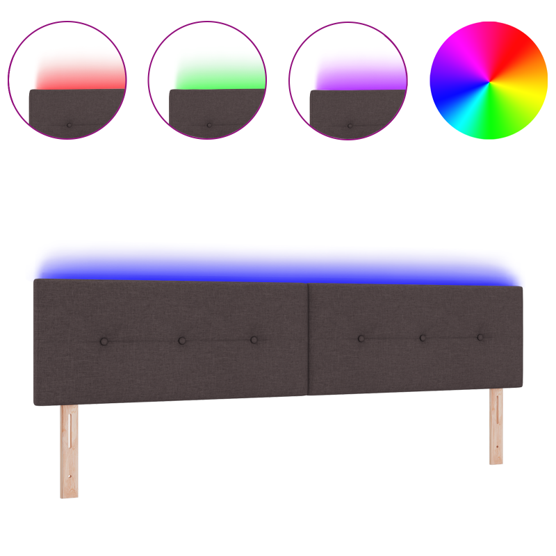 LED Kopfteil Mit Knöpfen Dunkelbraun 100 cm Stoff