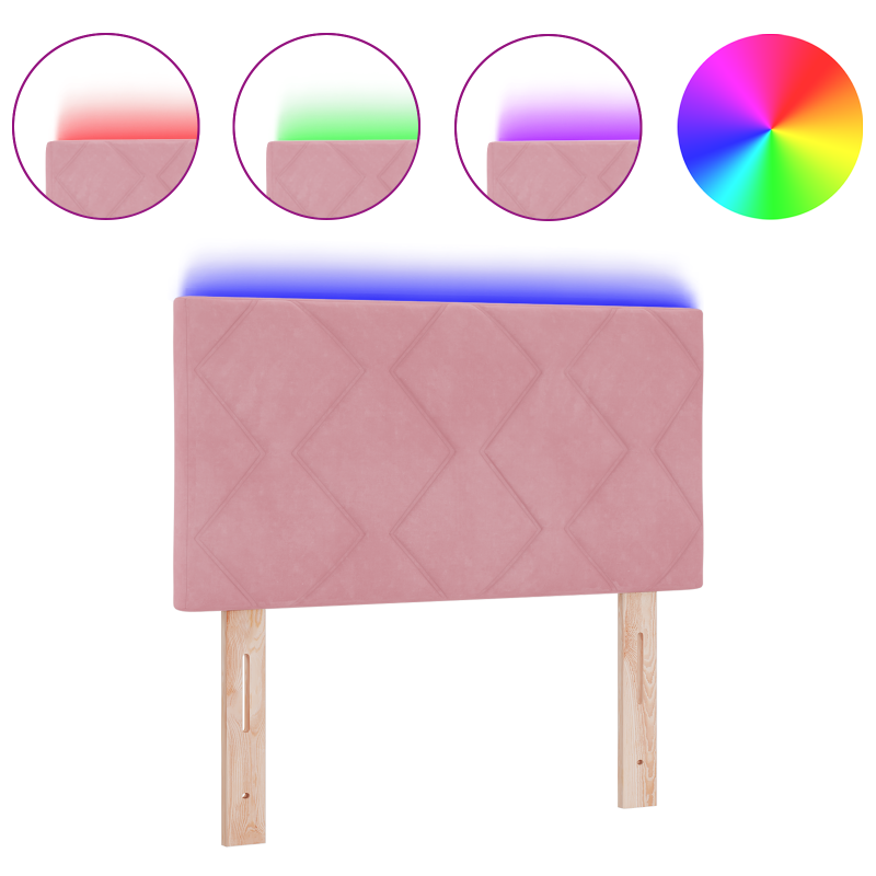 LED Kopfteil Diamantblöcke Design Rosa 80 cm Samt
