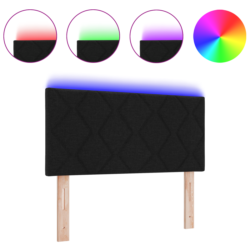 LED Kopfteil mit Diamantenblock-Design Schwarz 100 cm Stoff