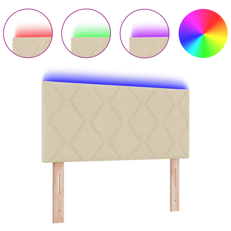 LED Kopfteil Diamantblocks Design Creme 100 cm Stoff