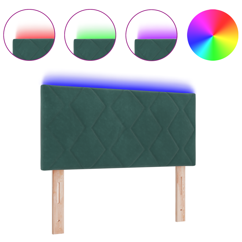 LED Kopfteil mit Diamantblockdesign Dunkelgrün 100 cm Samt