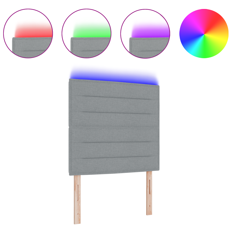 LED Kopfteil Linien Design Hellgrau 100 cm Stoff