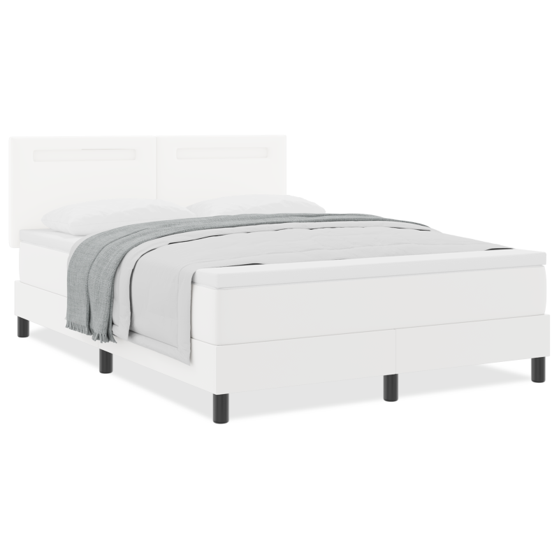 Boxspringbett mit Matratze Weiß 140x200 cm Kunstleder