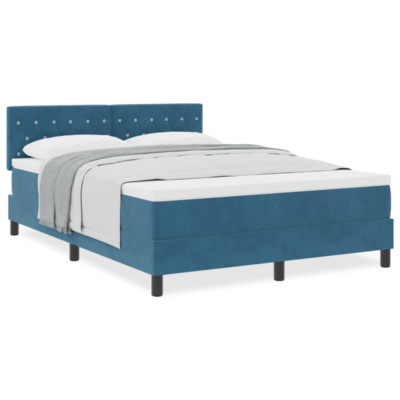 Boxspringbett mit Matratze Dunkelblau 140x190 cm Samt