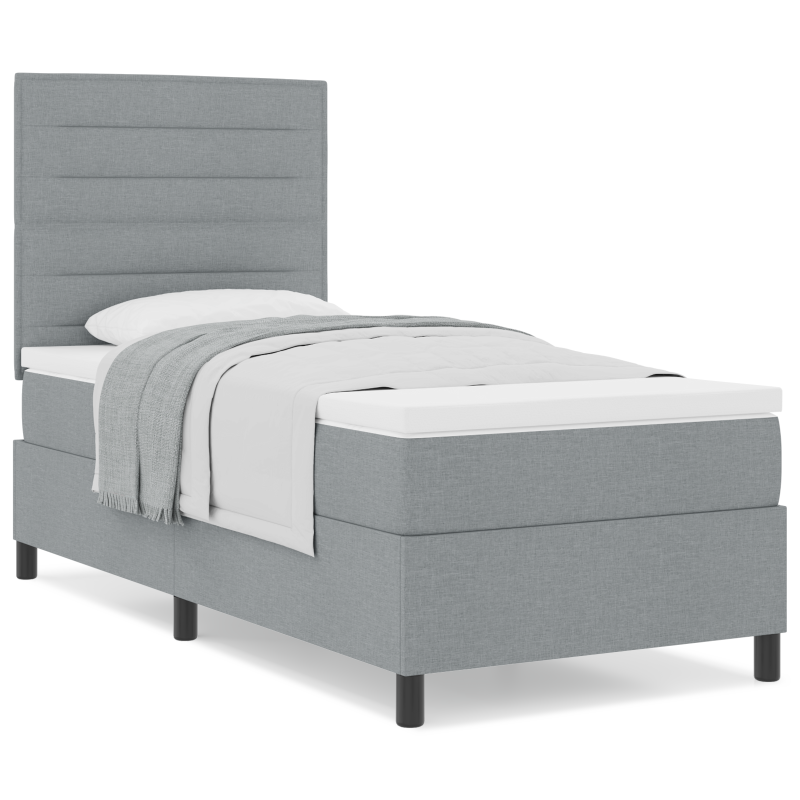 Boxspringbett mit Matratze Hellgrau 100x200 cm Stoff
