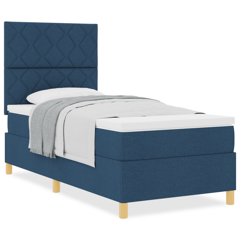 Boxspringbett mit Matratze in Dunkelblau, 200x200 cm, aus Samt