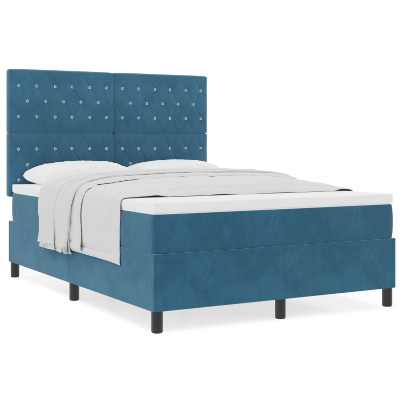 Boxspringbett mit Matratze Dunkelblau 140x200 cm Samt