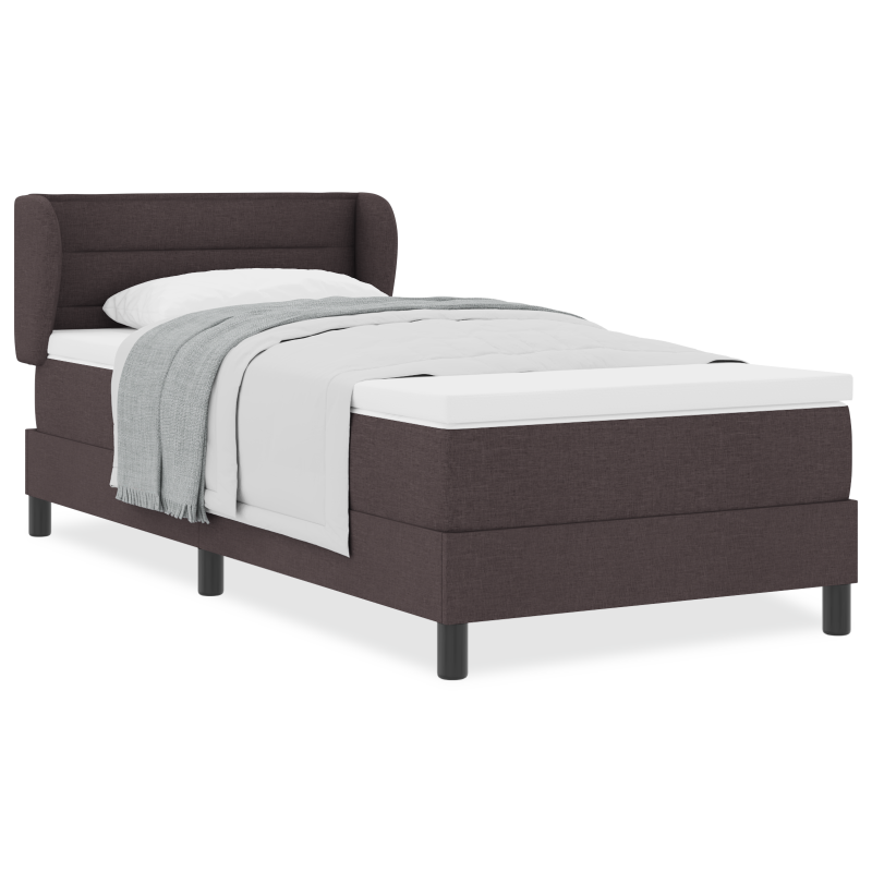 Boxspringbett mit Matratze Dunkelbraun 100x200 cm aus Stoff
