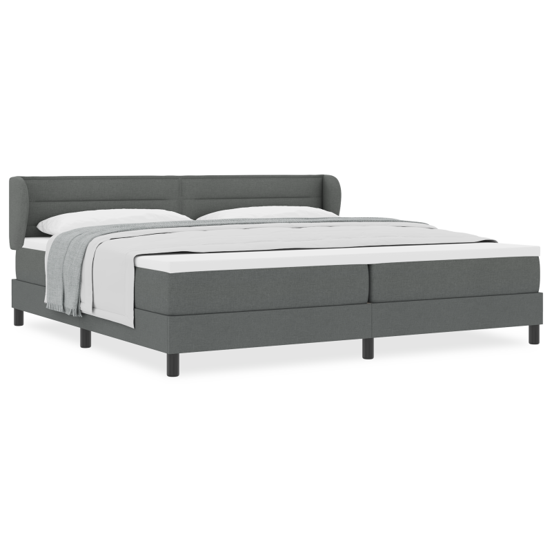 Boxspringbett mit Matratze in Dunkelgrau, 200x200 cm, aus Stoff