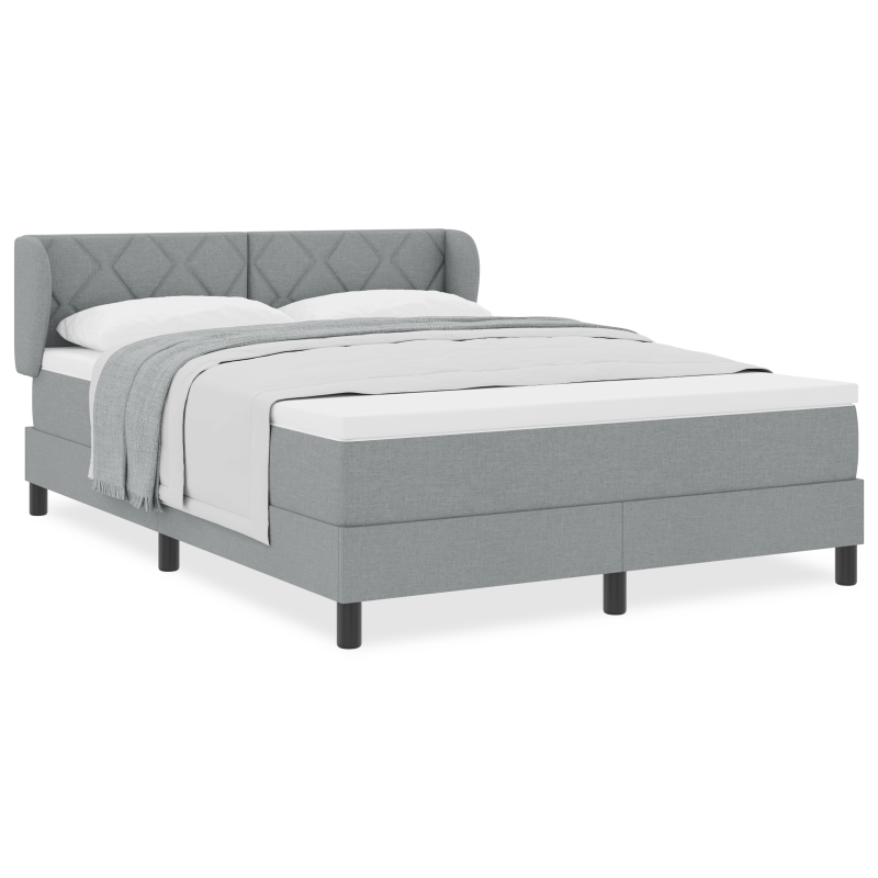Boxspringbett mit Matratze Hellgrau 140x200 cm Stoff