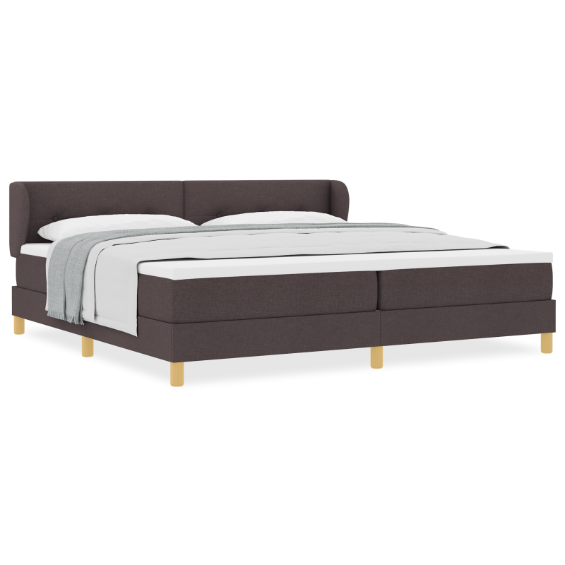 Boxspringbett mit Matratze in Dunkelbraun 200x200 cm aus Stoff