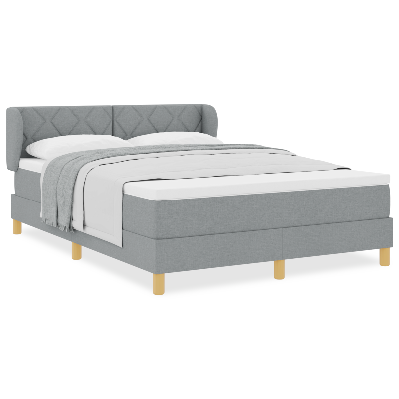 Boxspringbett mit Matratze Hellgrau 140x200 cm Stoff