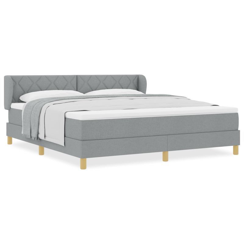 Boxspringbett mit Matratze - Hellgrau, 180x200 cm, Stoff